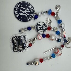 NY Yankees Bag Charm / Keychain OOAK Handmade